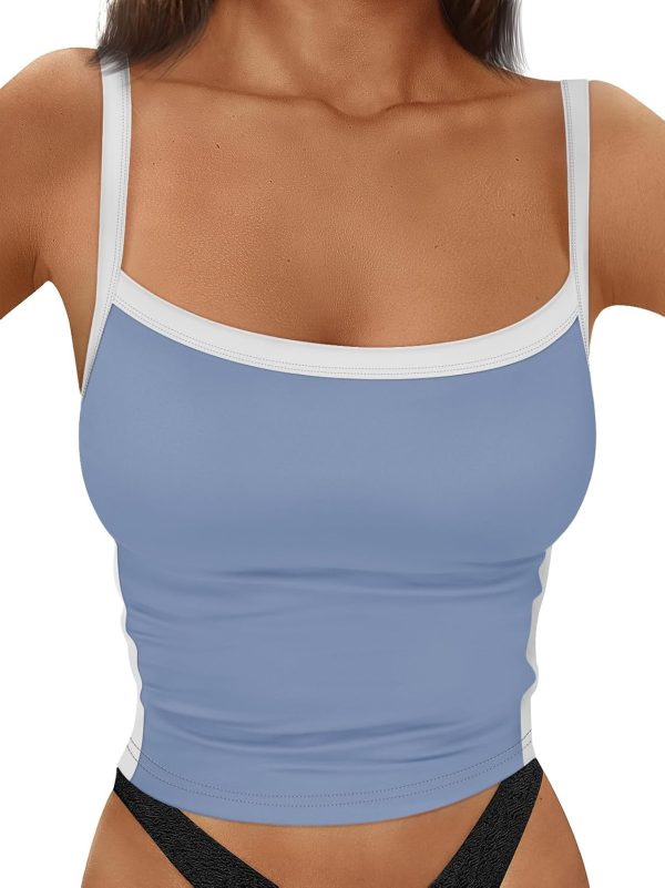Trendy Queen Women's Double Lined Tank Tops Spaghetti Strap Square Neck Camisole Sleeveless Racerback Cropped Summer Clothes - Image 20