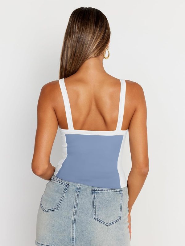 Trendy Queen Women's Double Lined Tank Tops Spaghetti Strap Square Neck Camisole Sleeveless Racerback Cropped Summer Clothes - Image 23