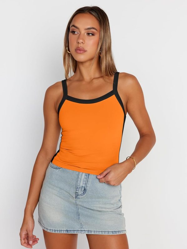Trendy Queen Women's Double Lined Tank Tops Spaghetti Strap Square Neck Camisole Sleeveless Racerback Cropped Summer Clothes - Image 26
