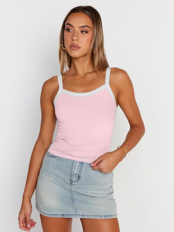 Trendy Queen Women's Double Lined Tank Tops Spaghetti Strap Square Neck Camisole Sleeveless Racerback Cropped Summer Clothes - Image 30