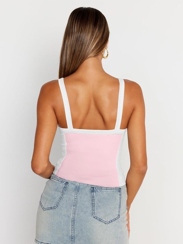 Trendy Queen Women's Double Lined Tank Tops Spaghetti Strap Square Neck Camisole Sleeveless Racerback Cropped Summer Clothes - Image 32