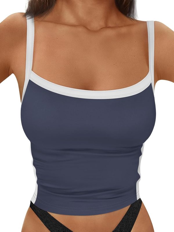 Trendy Queen Women's Double Lined Tank Tops Spaghetti Strap Square Neck Camisole Sleeveless Racerback Cropped Summer Clothes - Image 33