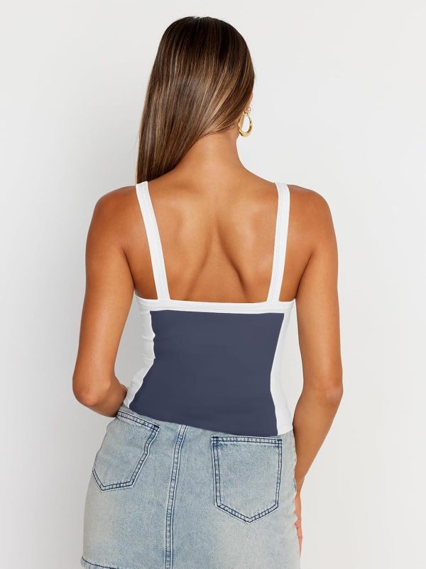 Trendy Queen Women's Double Lined Tank Tops Spaghetti Strap Square Neck Camisole Sleeveless Racerback Cropped Summer Clothes - Image 36