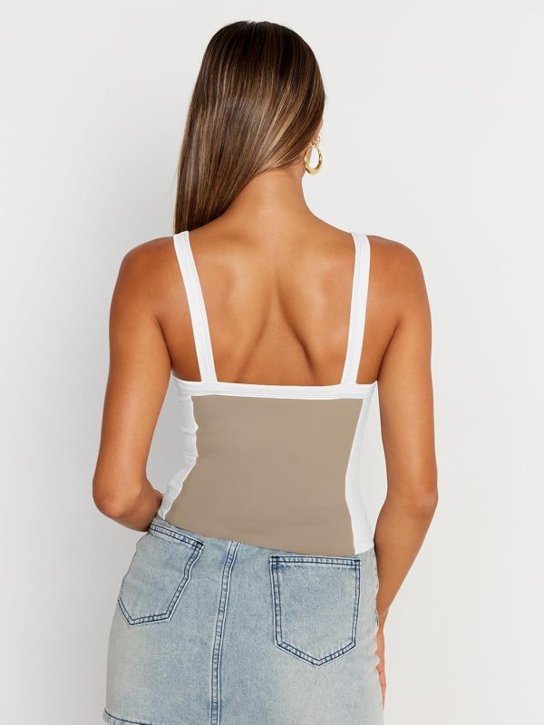 Trendy Queen Women's Double Lined Tank Tops Spaghetti Strap Square Neck Camisole Sleeveless Racerback Cropped Summer Clothes - Image 40