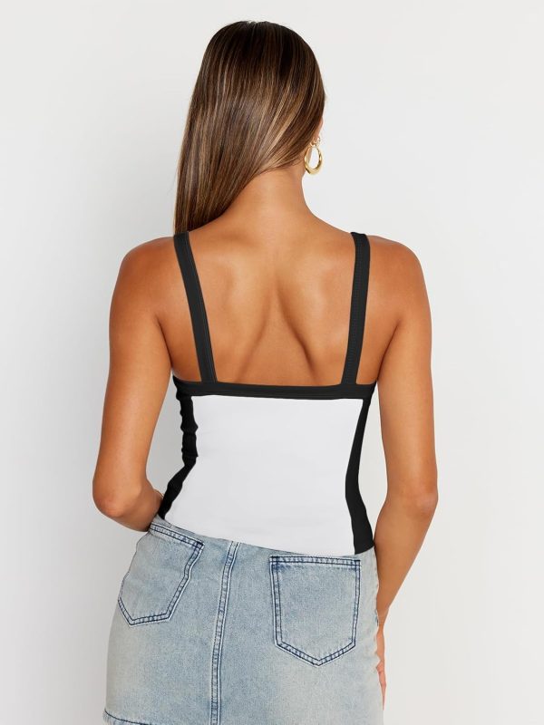 Trendy Queen Women's Double Lined Tank Tops Spaghetti Strap Square Neck Camisole Sleeveless Racerback Cropped Summer Clothes - Image 50