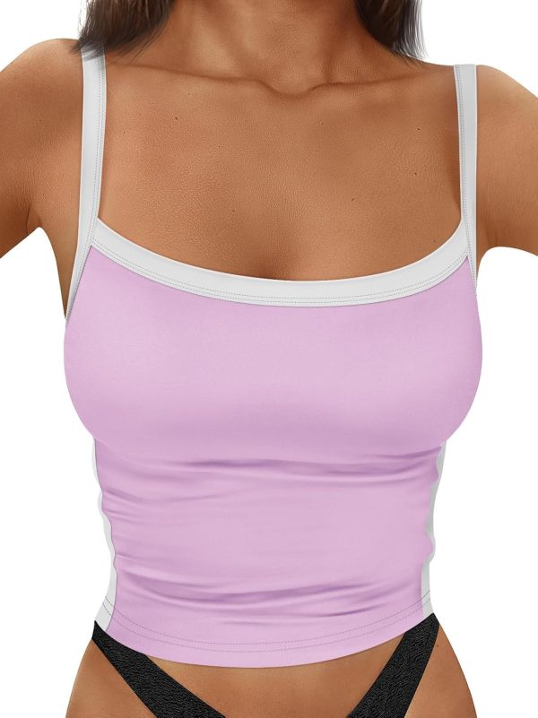 Trendy Queen Women's Double Lined Tank Tops Spaghetti Strap Square Neck Camisole Sleeveless Racerback Cropped Summer Clothes - Image 52