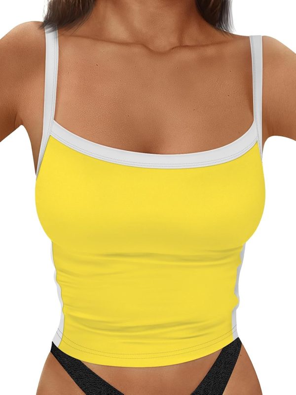 Trendy Queen Women's Double Lined Tank Tops Spaghetti Strap Square Neck Camisole Sleeveless Racerback Cropped Summer Clothes - Image 56