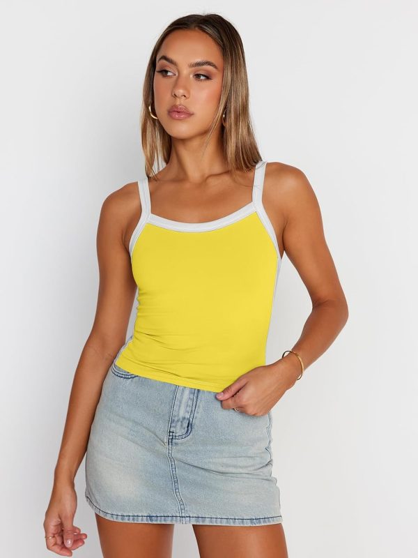 Trendy Queen Women's Double Lined Tank Tops Spaghetti Strap Square Neck Camisole Sleeveless Racerback Cropped Summer Clothes - Image 57