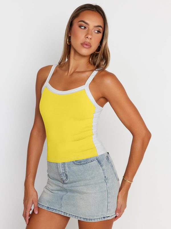 Trendy Queen Women's Double Lined Tank Tops Spaghetti Strap Square Neck Camisole Sleeveless Racerback Cropped Summer Clothes - Image 58