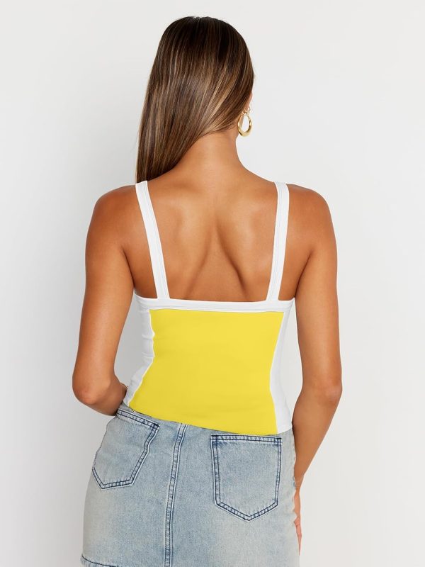 Trendy Queen Women's Double Lined Tank Tops Spaghetti Strap Square Neck Camisole Sleeveless Racerback Cropped Summer Clothes - Image 59