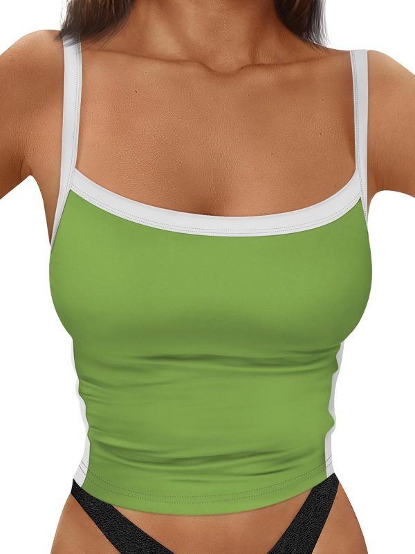 Trendy Queen Women's Double Lined Tank Tops Spaghetti Strap Square Neck Camisole Sleeveless Racerback Cropped Summer Clothes - Image 60