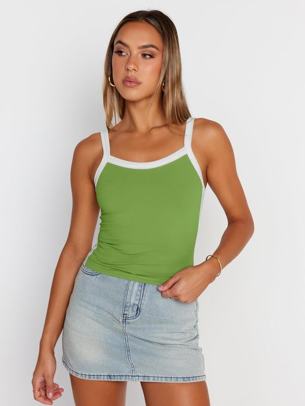 Trendy Queen Women's Double Lined Tank Tops Spaghetti Strap Square Neck Camisole Sleeveless Racerback Cropped Summer Clothes - Image 61