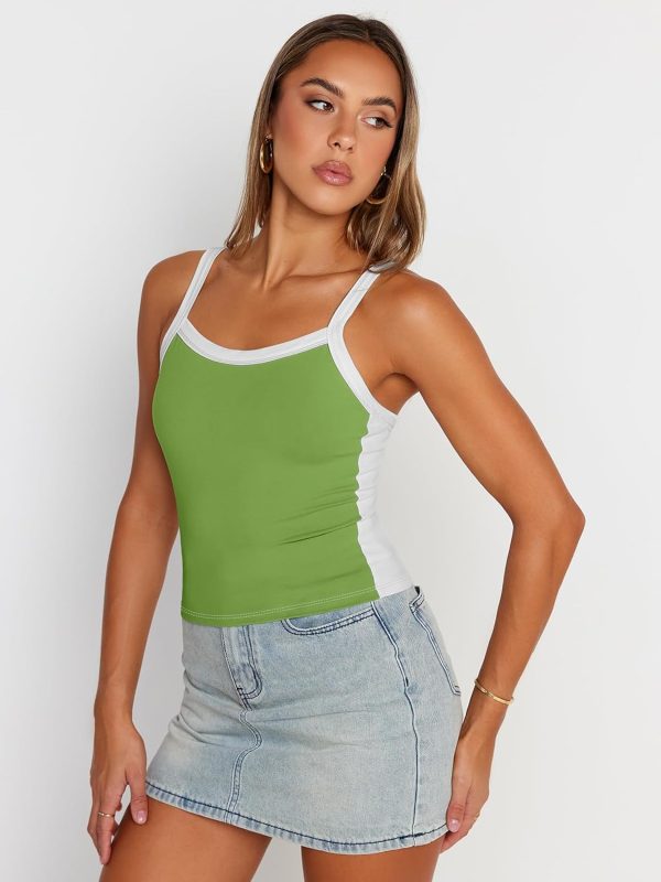 Trendy Queen Women's Double Lined Tank Tops Spaghetti Strap Square Neck Camisole Sleeveless Racerback Cropped Summer Clothes - Image 62