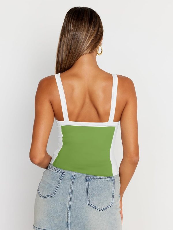 Trendy Queen Women's Double Lined Tank Tops Spaghetti Strap Square Neck Camisole Sleeveless Racerback Cropped Summer Clothes - Image 63